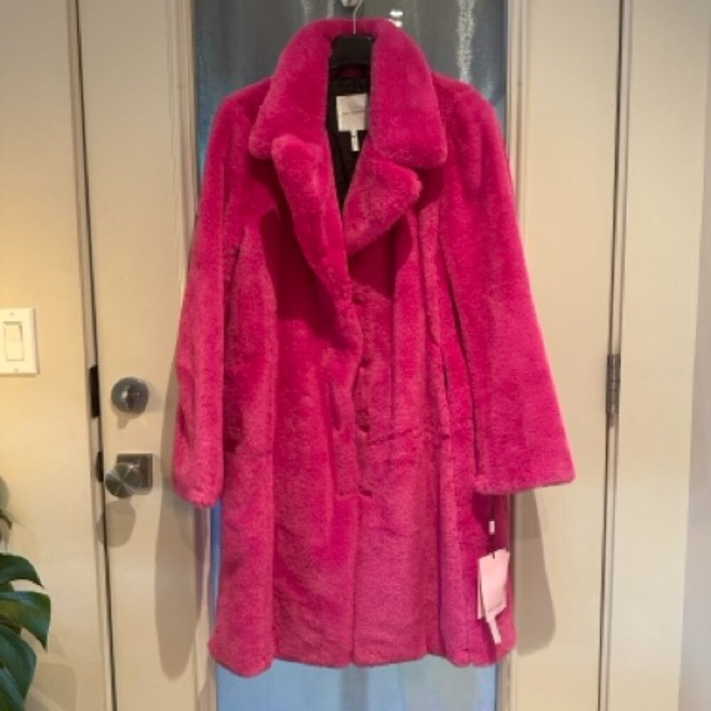 NWT - Avec Les Filles - Faux Fur Coat - HOT PINK - Picture 2 of 6